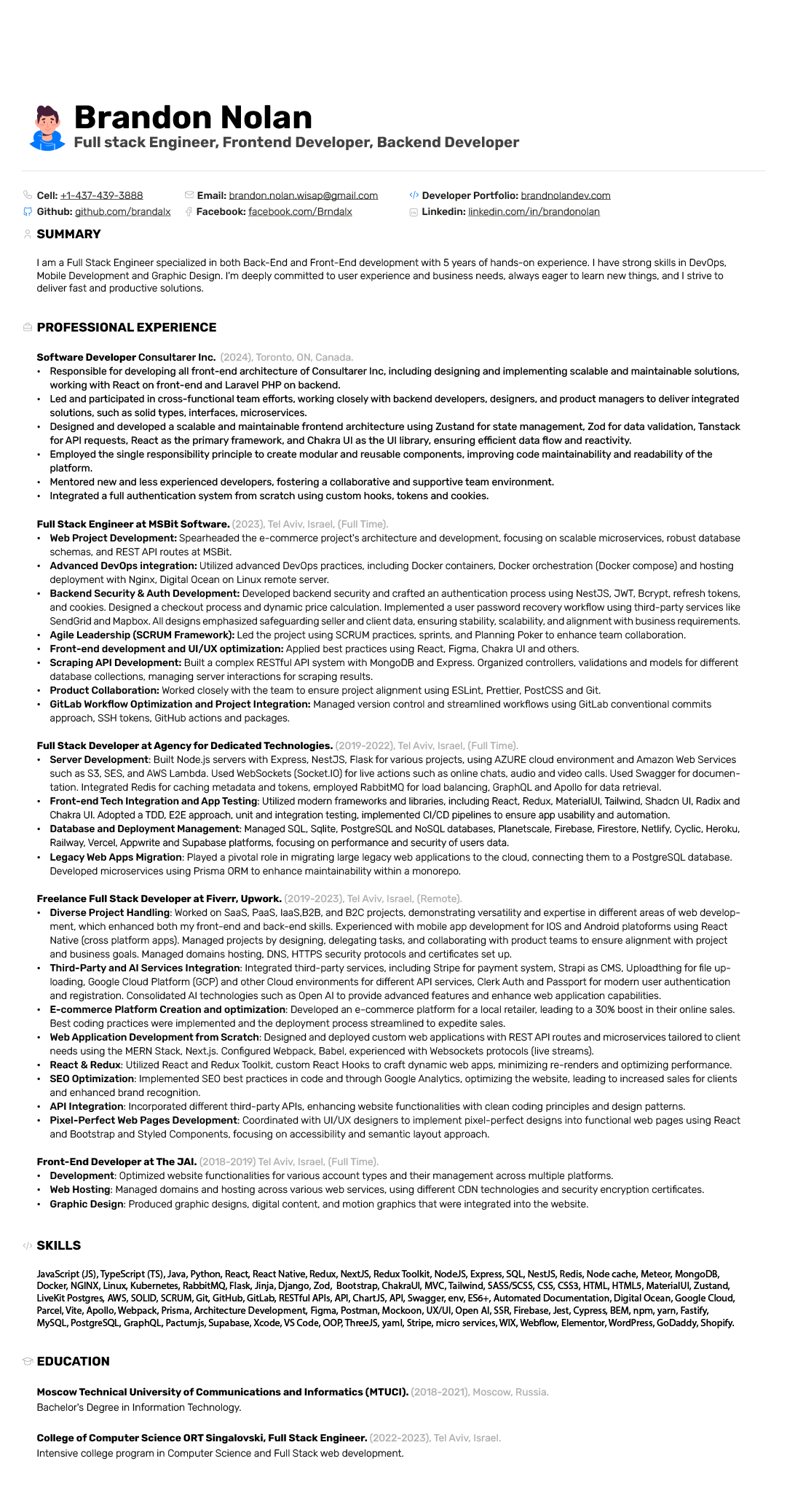 Lazy loaded resume