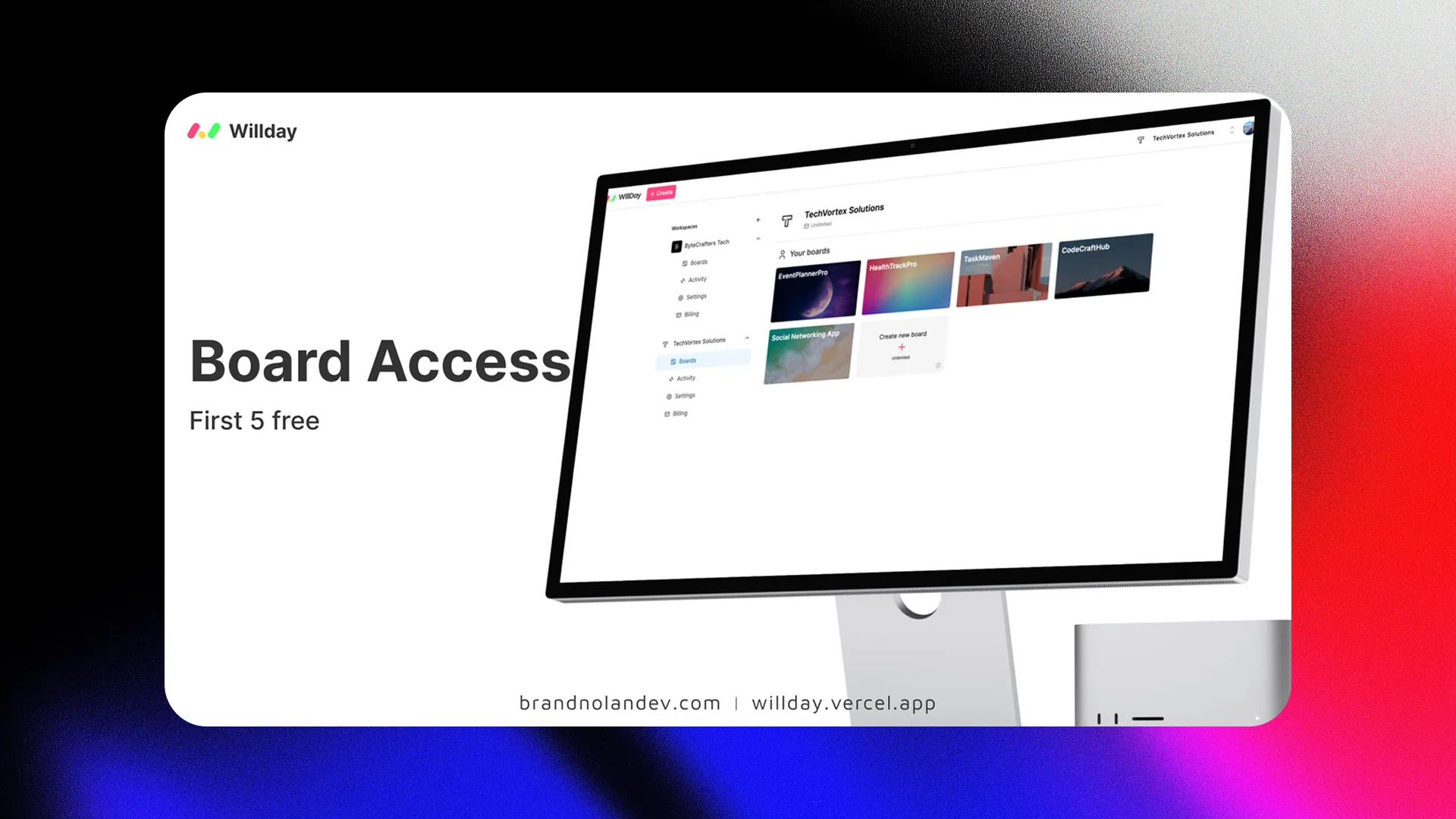 WillDay application interface showcasing task management features